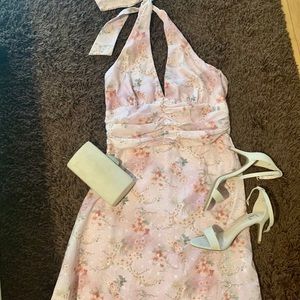 Alyn Paige pink dress